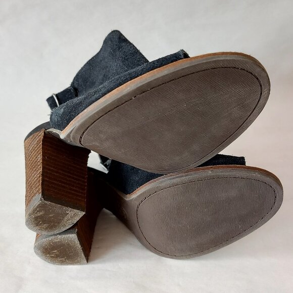 Lucky Brand Women Sandals Size 7.5 Black Open Slingback Peep Toe Comfy Booties - Picture 10 of 10